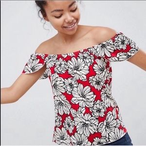 ASOS Brave Soul Nova Printed Bardot Top